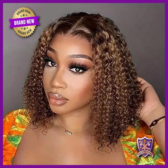 Glueless Human Hair Wig 10 Inch Deep Wave Bob Pre Plucked Lace Closure